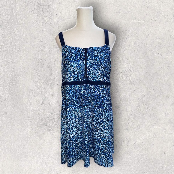 Lands' End Other - Lands End Blue Mosaic Pebble Print Swim Dress One Piece Swimsuit Large 14-16